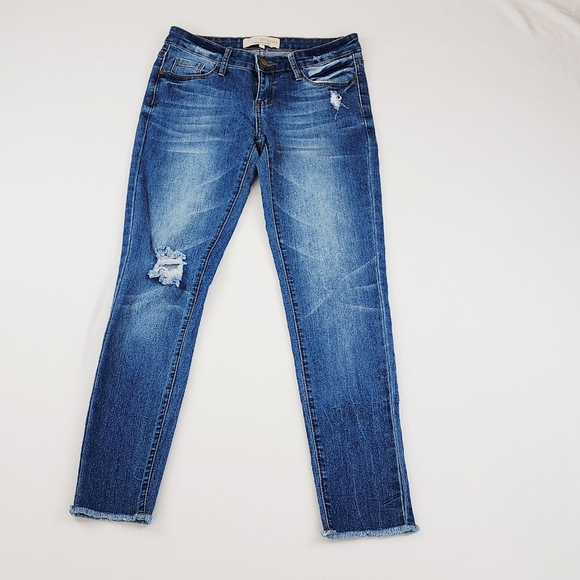 Cafe Denim Premium Distressed Ankle Skinny Jeans Pants - Picture 2 of 9